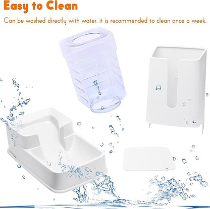 Automatic Cat Feeder and Cat Water Dispenser in Set 2 Packs Automatic Dog Feeder and Dog Water Dispenser 1 Gallon for Small Medium Big Dog Pets Puppy Kitten (white)