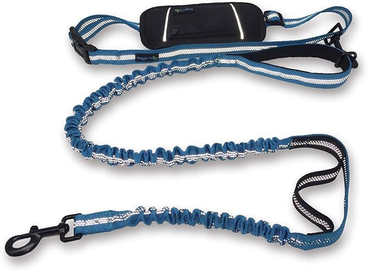 Wagtime Club Hands Free Bungee Dog Leash - Smart 3-in-1 Design For Running, Hiking, or Walking with Durable Dual Handles, SmartPhone Pouch, Reflective Stitching, 4FT Length for Medium to XLarge Dogs -