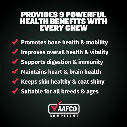 Bully Max 9-in-1 Total Health Dog Chews - Puppy & Adult Dog Multivitamin - Omega 3 Vitamin Supplements for Immunity, Brain, Heart, Joint & Digestive Health for All Breeds - 75 Soft Chews per Bag