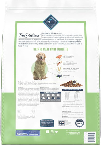 Blue Buffalo True Solutions Perfect Skin & Coat Natural Adult Dry Dog Food, Salmon, 11-lb