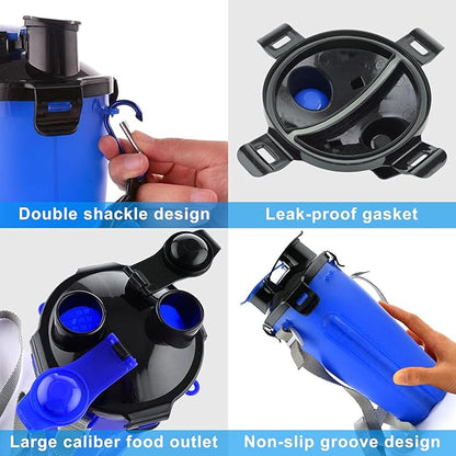 Dog Travel Water Bottle Collapsible Bowls, 2 in 1 Pet Food Container with Collapse Bowls, Outdoor Portable Water Bowls for Walking, Traveling, Camping and Hiking Blue