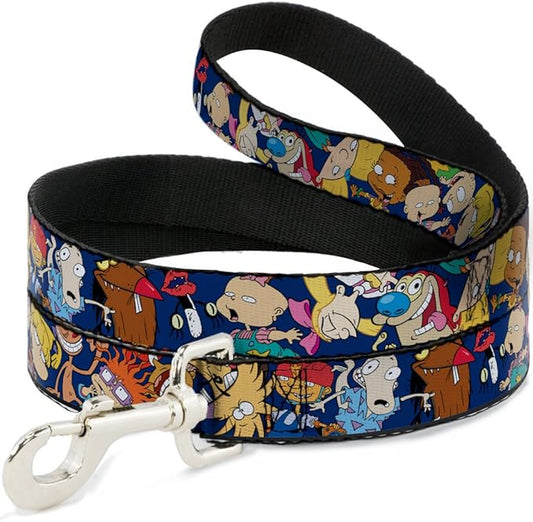 Dog Leash Nick 90s Rewind 16 Character Poses Navy Blue 4 Feet Long 1.0 Inch Wide