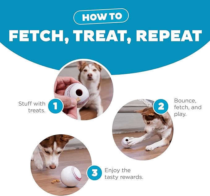 Outward Hound Sport Ballz Baseball Treat-Dispensing Fetch Ball Dog Toy