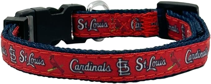 MLB CAT Collar St Louis Cardinals Satin Cat Collar Baseball Team Collar for Dogs & Cats. A Shiny & Colorful Cat Collar with Ringing Bell Pendant