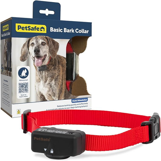 PetSafe Basic Bark Control Collar for Dogs 8 lb. and Up, Anti-Bark Training Device, Waterproof, Static Correction, Canine - Automatic Dog Training Collar to Decrease Barking, PBC-102
