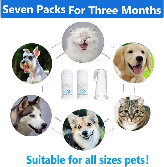 Pet Toothbrush for Small to Large Dogs Cats,Soft High Grade Finger Toothbrush,Teeth Oral Cleaning,Dental Care, 1 Set for Two Fingers White (2)