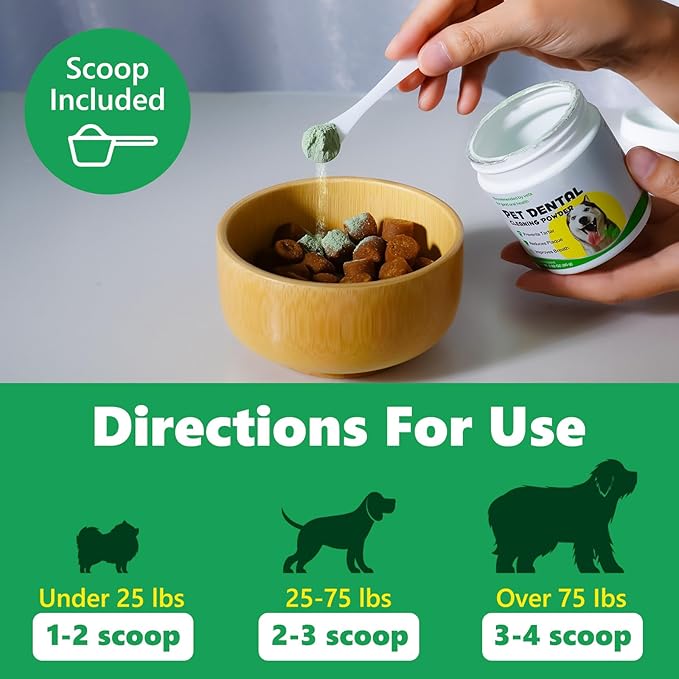 Dog Dental Powder, Dental Care for Dog Teeth Breath Freshener, Plaque & Bad Breath Off Powder Dog - Helps Dental Health for Small, Medium and Large Dog, 80g