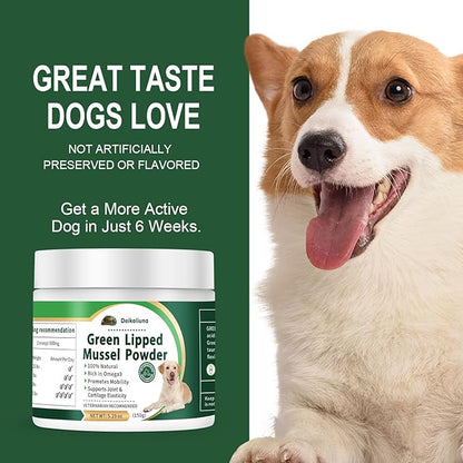 Green Lipped Mussels for Dogs & Cats, Dog Joint Supplement Powder Supports Joints, Tendons, Ligaments, Muscles, Green Lippled Mussels Powder for Pets Promote Normal Mobility & Flexibility (5.29 oz)