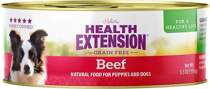 Health Extension Wet Dog Food, Gluten and Grain-Free, Healthy Natural Food Canned for Puppies, Beef Recipe