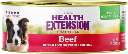 Health Extension Wet Dog Food, Gluten and Grain-Free, Healthy Natural Food Canned for Puppies, Beef Recipe