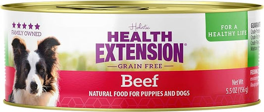Health Extension Wet Dog Food, Gluten and Grain-Free, Healthy Natural Food Canned for Puppies, Beef Recipe