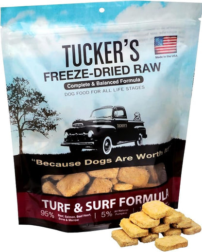 Tucker's Raw Frozen Freeze Dried Raw Dog Food, Turf & Surf Formula 14oz