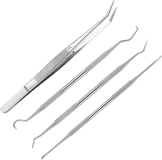 4 Pieces Dog Dental Tools, Pet Tooth Scaler and Scraper Stainless Double Headed Professional Tarter Removing Tool Scraper Pet Teeth Cleaning Tools Tartar Remover for Dog and Cat