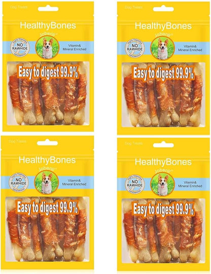 UrbanX HealthyBones Rawhide Free Healthy Foods for Australian Shepherd Pit Bull Mix & Other Large Mixed Breed Dogs, Chicken Wrapped Bone Sticks Foods, Soft Chewy Foods for Training Rewards, 28 Count