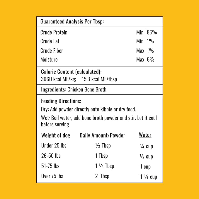 8oz Chicken Bone Broth Powder for Dogs and Cats – Premium Human Grade Chicken Broth Topper for Picky Eaters –Supports Joints and Gut Health – Bone Broth for Cats - Dog Food Toppers For Dry Food