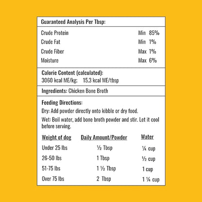 8oz Chicken Bone Broth Powder for Dogs and Cats – Premium Human Grade Chicken Broth Topper for Picky Eaters –Supports Joints and Gut Health – Bone Broth for Cats - Dog Food Toppers For Dry Food