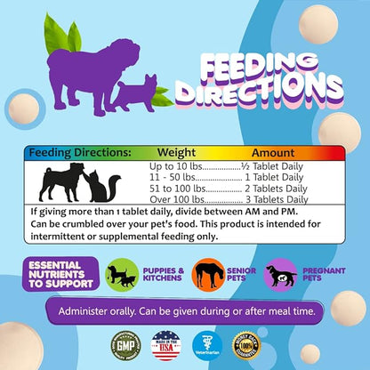 Prenatal Dog Vitamins – Multivitamin for Dogs and Cats with Folic Acid, Minerals and Amino Acids. Ideal for Pregnant, Breast Feeding and Newborn Pets – Senior Dog Supplement, Complete Puppy Vitamins.