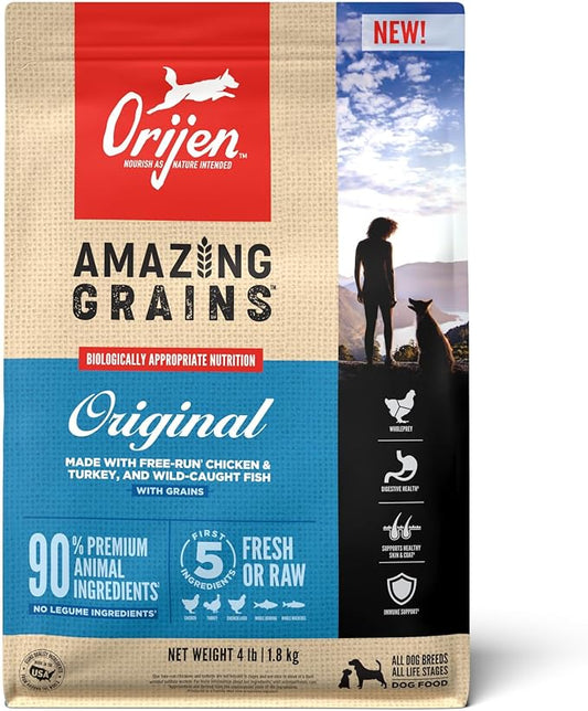 ORIJEN AMAZING GRAINS Original Dry Dog Food, High Protein Dog Food, Fresh or Raw Ingredients