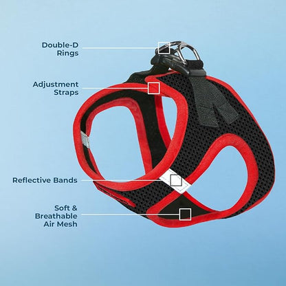 Voyager Step-In Air Dog Harness - All Weather Mesh Step in Vest Harness for Small and Medium Dogs by Best Pet Supplies - Red Trim, Small