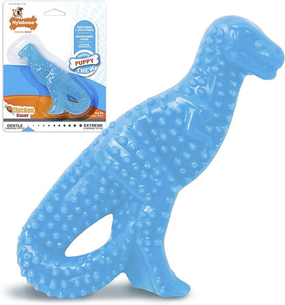 Nylabone Dental Dinosaur Puppy Chew Toy - Puppy Chew Toy for Teething - Puppy Supplies - Chicken Flavor, Small/Regular (1 Count)