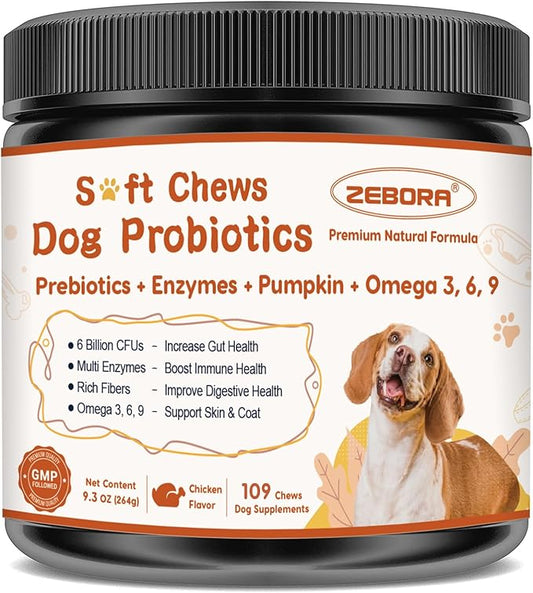 Probiotics for Dogs Dog Probiotics for Digestive Enzymes Health with pumpkin, Fish Oil, Enzymes, Supports Gut & Immune & Itchy - 109 Soft Chews