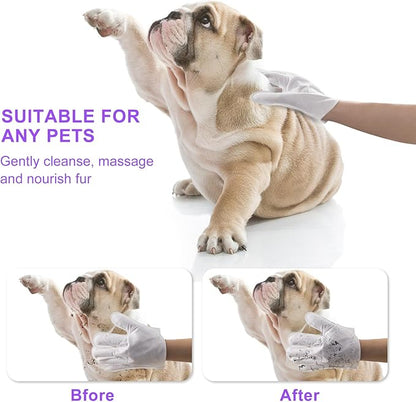 Dog Bath Supplies, No Rinse Pet Wipes, Cleaning & Deodorizing Grooming Gloves, Pet Bathing Gloves Wipes for Daily Care and Traveling, Hypoallergenic- 10PCS