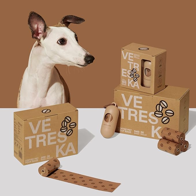 VETRESKA Dog Poop Bags, Coffee Scented Waste Bags, Leak Proof, Extra Thick and Large Dog Pet Bags for Dogs and Cats - 540 Count Bags (36 Refill Rolls)