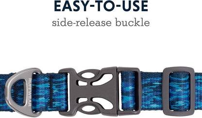 Ruffwear, Flat Out Dog Collar (Formerly Hoopie), Webbing Collar for Walking and Everyday Use, Oceanic Distortion, 11"-14"
