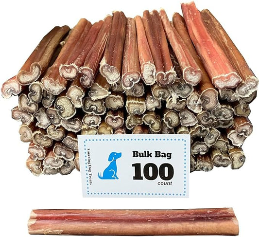 Amazing Dog Treats - Bully Sticks 6 Inch Medium Size (100 Pcs/Pack) - Bully Stick Dog Chews - Long Lasting Bully Sticks for Medium Dogs - Bully Stick Dog Bone - No Hide Dog Chew