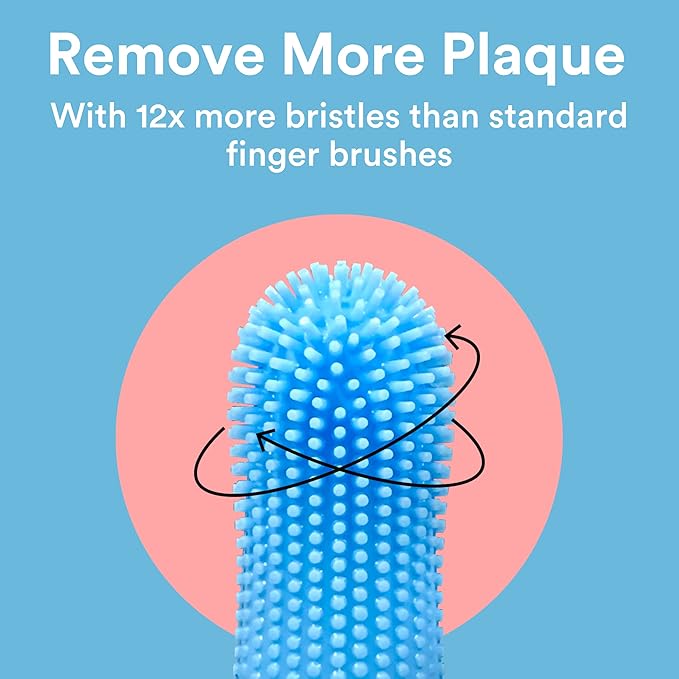 Jasper Dog Toothbrush, 360º Dog Tooth Brushing Kit, Cat Toothbrush, Dog Teeth Cleaning, Dog Finger Toothbrush, Dog Tooth Brush for Small & Large Pets, Dog Toothpaste Not Included - Blue 10-Pack