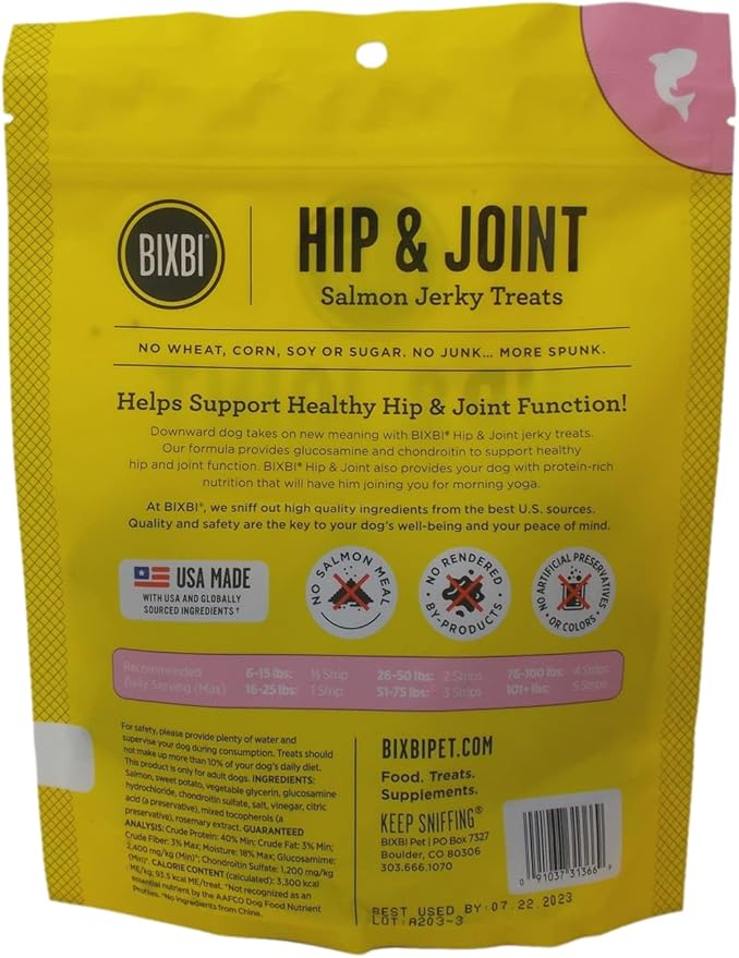 Bixbi Hip & Joint Jerky Dog Treats 3 Flavor Variety, (1) Each: Beef Liver, Salmon, Chicken (5 Ounces) Plus Rope Toy and Fun Facts Booklet Bundle
