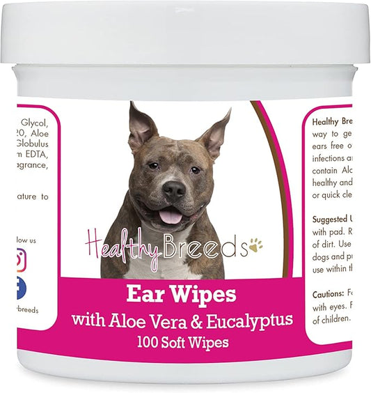 Healthy Breeds American Staffordshire Terrier Ear Cleaning Wipes with Aloe & Eucalyptus for Dogs 100