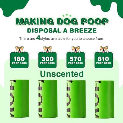 【Upgraded 2023】Dog Poop Bag Refills | 810 Counts, 45 Rolls | Biodegradable, Unscented | Leak-Proof & Ultra Thick | Holder Included