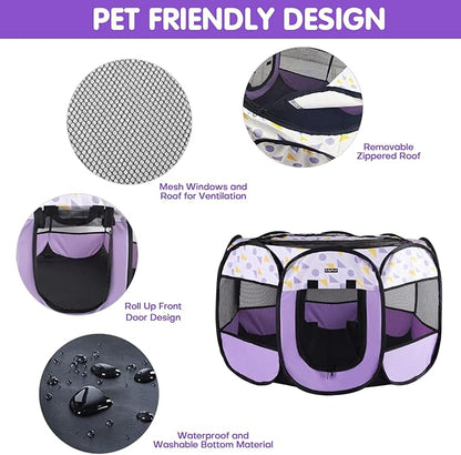 Portable Dog Cat Playpen Small Dog Puppy Kitten Play Pens Indoor Pop Up Travel Dog Pen for Outdoor Camping Use
