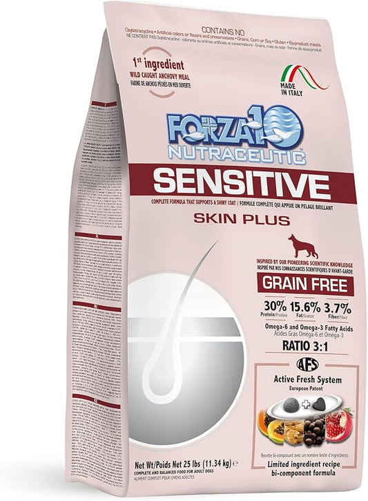 Forza10 Sensitive Skin Dog Food, Fish Flavor Grain Free Dog Food, Dry Dog Food for Dog Skin Allergy, Dog Food Sensitive Skin for All Breeds, 4 Pound Bag