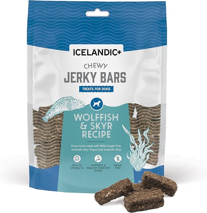 Icelandic+ Chewy Jerky Bars Wolffish, Skyr, & Kelp Dog Treat 2.5-oz Bag