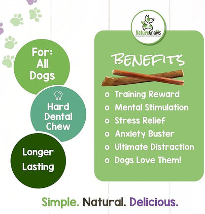 Nature Gnaws Bully Sticks for Dogs - Premium Natural Beef Dental Bones - Long Lasting Dog Chew Treats for Aggressive Chewers - Rawhide Free - 5-6 Inch