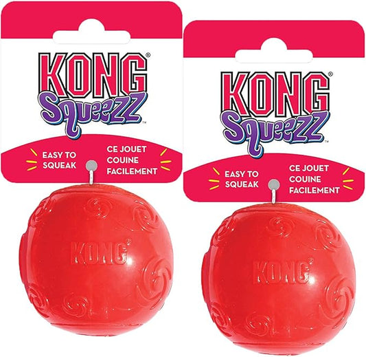 KONG Squeezz Ball Dog Toy, Medium, 2 Pack, Colors Vary