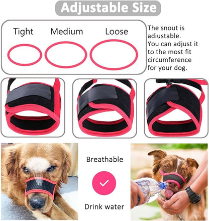 LUCKYPAW Dog Muzzle Anti Biting Barking and Chewing with Comfortable Mesh Soft Fabric and Adjustable Strap, Suitable for Small, Medium and Large Dogs(Black,M)