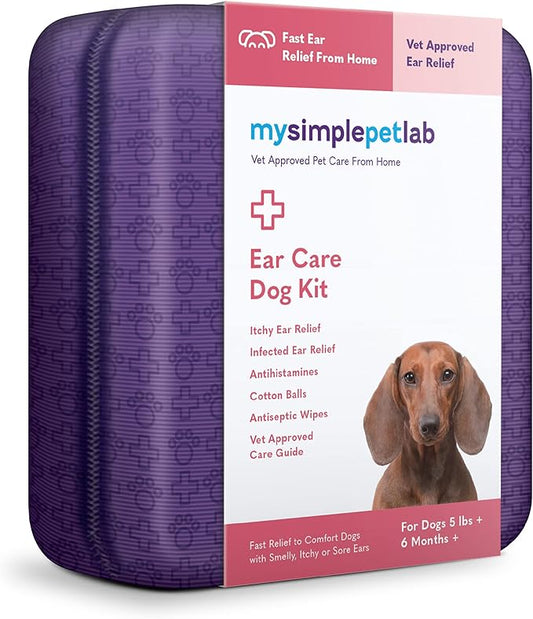 MySimplePetLab Ear Care Dog Kit | Dog Ear Cleaning Kit | Dog Ear Cleaner Solution with Dog Ear Infection Relief for Smelly, Itchy, or Sore Ears