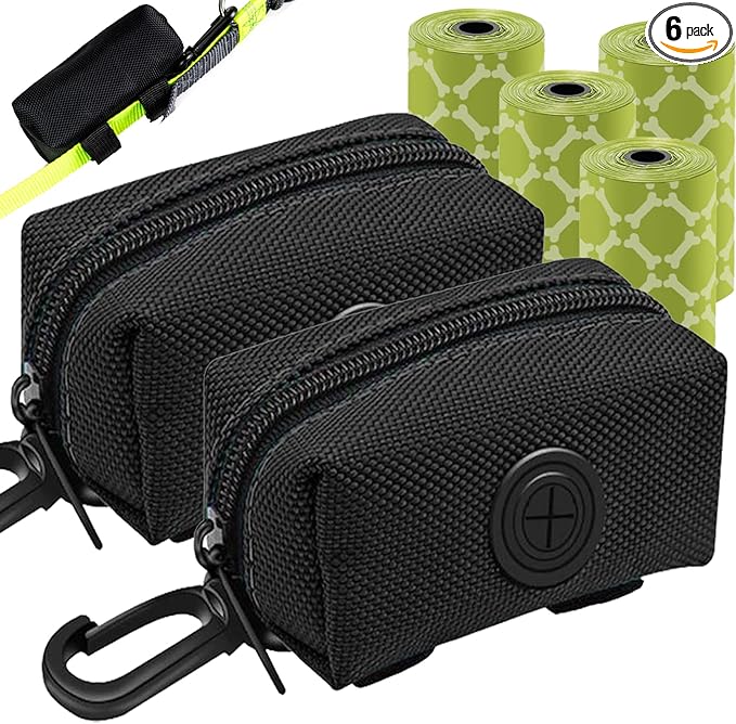 (2 Pack) Dog Poop Bag Holder, Poop Bag Holders for Leashes, CAKOVANO Pet Dog Waste Bag Dispenser Leash Attachment – Fits Any Dog Leash – Includes 2 Pack Poop Bag Dispenser & 4 Rolls of Poop Bags