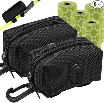 (2 Pack) Dog Poop Bag Holder, Poop Bag Holders for Leashes, CAKOVANO Pet Dog Waste Bag Dispenser Leash Attachment – Fits Any Dog Leash – Includes 2 Pack Poop Bag Dispenser & 4 Rolls of Poop Bags
