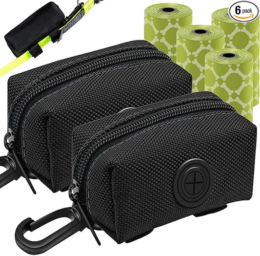 (2 Pack) Dog Poop Bag Holder, Poop Bag Holders for Leashes, CAKOVANO Pet Dog Waste Bag Dispenser Leash Attachment – Fits Any Dog Leash – Includes 2 Pack Poop Bag Dispenser & 4 Rolls of Poop Bags