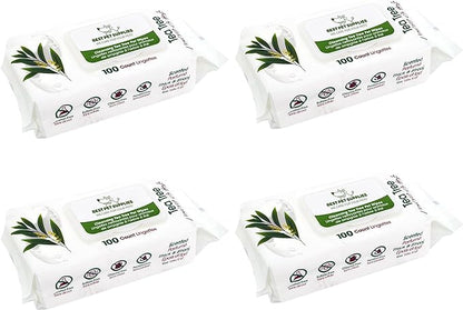 Best Pet Supplies 8" x 9" Pet Grooming Wipes for Dogs, 400 Pack, Plant-Based Deodorizer for Coats & Dry, Itchy, or Sensitive Skin, Clean Ears, Paws, & Butt - Cleansing Tea Tree