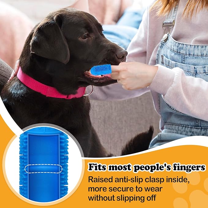 MEWTOGO Dog Toothbrush - Finger Toothbrush for Medium Large Dogs, 360° Food Grade Silicone Dog Tooth Brushing Kit with Storage Box for Dog Teeth Cleaning Dental Care, 12 Pcs