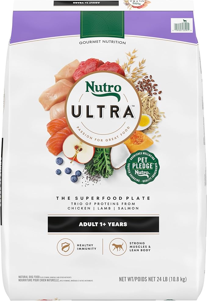 Nutro Ultra Adult Dry Dog Food with a Trio of Proteins from Chicken, Lamb and Salmon, 24 lb. Bag