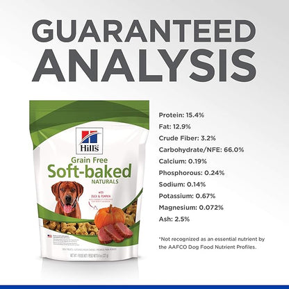 Hill's Grain Free Soft Baked Naturals, All Life Stages, Great Taste, Dog Treats, Duck & Pumpkin , 8 oz Bag