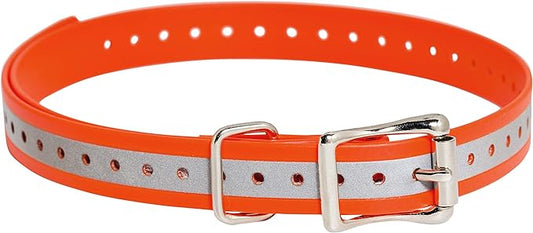 SportDOG Brand 3/4 Inch Collar Straps - Waterproof and Rustproof - Tighlty Spaced Holes for Proper Fit - Reflective Orange