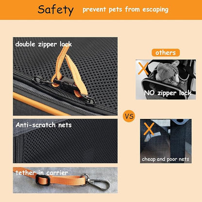 20 x 14 x 14 inches expandable pet carrier for 1 large cat Under 25 lbs,2 medium cats/rabbits 20 lbs+, 1 small dog under 15 lbs,cat Crate/Bag for short trip/long distance car Travel