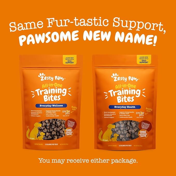 Zesty Paws Training Treats for Dogs & Puppies - Hip, Joint & Muscle Health - Immune, Brain, Heart, Skin & Coat Support - Bites with Fish Oil Omega 3 Fatty Acids with EPA & DHA - Bacon Flavor – 8oz